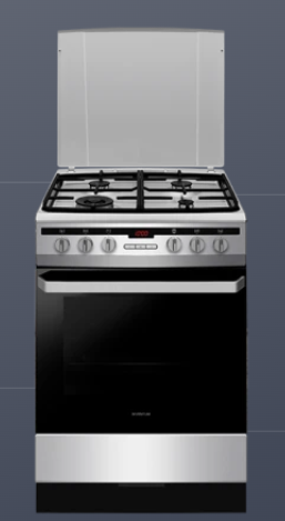 Inventum Fornuis Gas 60 cm breed RVS/Zwart VFG6034WGRVS