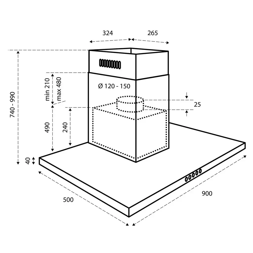 INVENTUM Wall-mounted extractor hood AKB9005ZWA